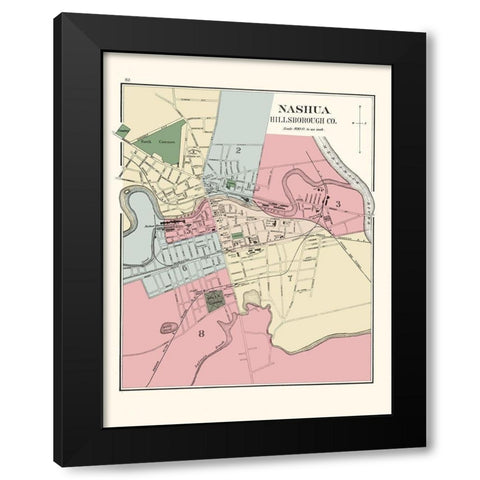Nashua New Hampshire - Hitchcock 1877 Black Modern Wood Framed Art Print by Hitchcock