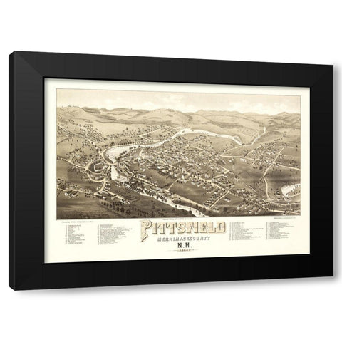 Pittsfield New Hampshire - Norris 1884 Black Modern Wood Framed Art Print by Norris