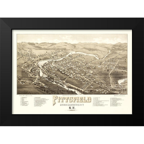 Pittsfield New Hampshire - Norris 1884 Black Modern Wood Framed Art Print by Norris