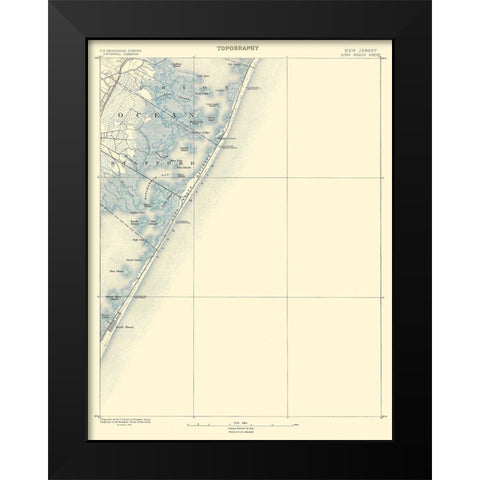 Long Beach New Jersey Sheet - USGS 1883 Black Modern Wood Framed Art Print by USGS