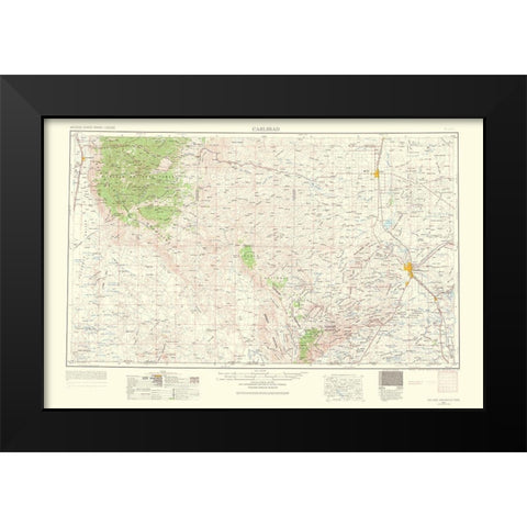 Carlsbad New Mexico Quad - USGS 1963 Black Modern Wood Framed Art Print by USGS
