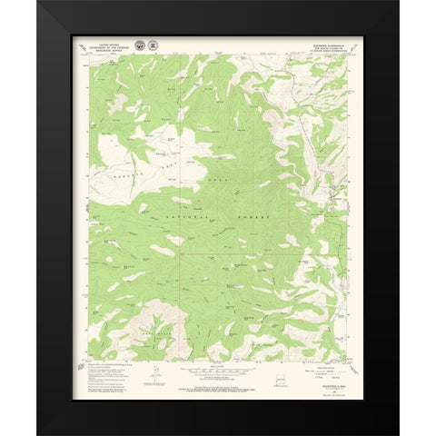 Glenwood New Mexico Quad - USGS 1965 Black Modern Wood Framed Art Print by USGS