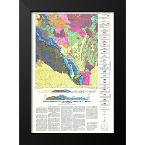 Silver City Quad New Mexico Mines - Cunningham Black Modern Wood Framed Art Print by Cunningham