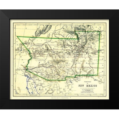 New Mexico Territory - Johnston 1857 Black Modern Wood Framed Art Print by Johnston