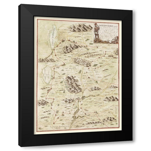 New Mexico Route with Indian Villages, Missions Black Modern Wood Framed Art Print with Double Matting by Escalante