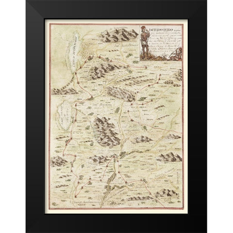 New Mexico Route with Indian Villages, Missions Black Modern Wood Framed Art Print by Escalante