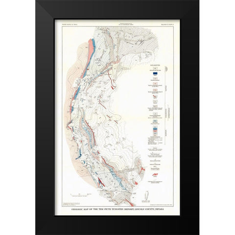 Lincoln County Tungsten Nevada Mines - USGS 1942 Black Modern Wood Framed Art Print by USGS
