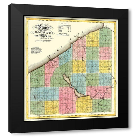 Chautauque New York - Burr 1829 Black Modern Wood Framed Art Print by Burr