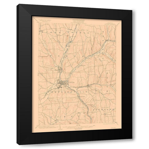 Cortland New York Quad - USGS 1903 Black Modern Wood Framed Art Print by USGS