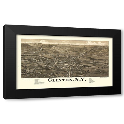 Clinton New York - Burleigh 1885 Black Modern Wood Framed Art Print by Burleigh