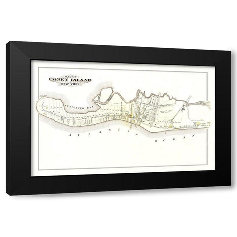 Coney Island New York Landowner - Edsall 1880 Black Modern Wood Framed Art Print with Double Matting by Edsall