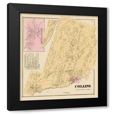 Collins New York Landowner - Stone 1866 Black Modern Wood Framed Art Print with Double Matting by Stone