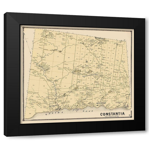 Constantia New York Landowner - Stone 1867 Black Modern Wood Framed Art Print with Double Matting by Stone
