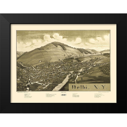 Delhi New York - Burleigh 1887 Black Modern Wood Framed Art Print by Burleigh