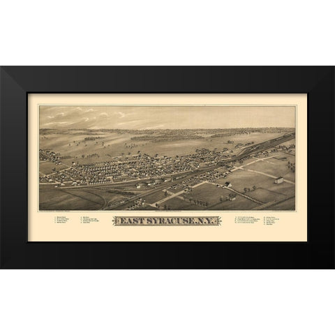 East Syracuse New York - Burleigh 1885 Black Modern Wood Framed Art Print by Burleigh
