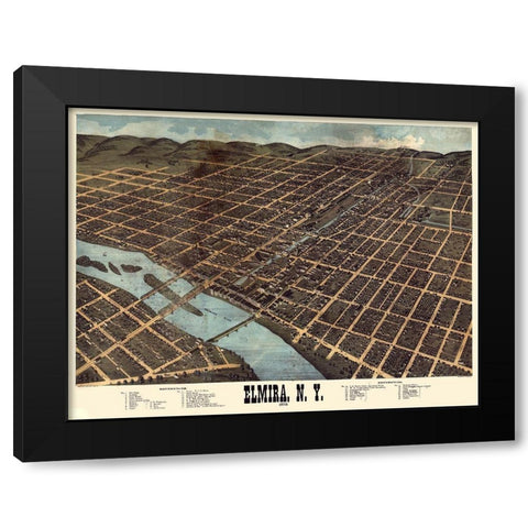 Elmira New York - Bailey 1873 Black Modern Wood Framed Art Print with Double Matting by Bailey