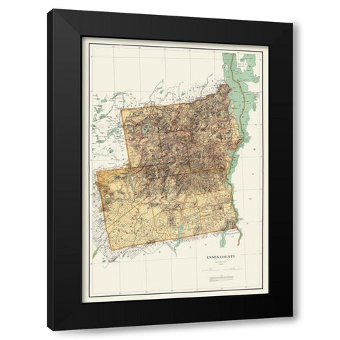 Essex New York Landowner - Bien 1895 Black Modern Wood Framed Art Print with Double Matting by Bien