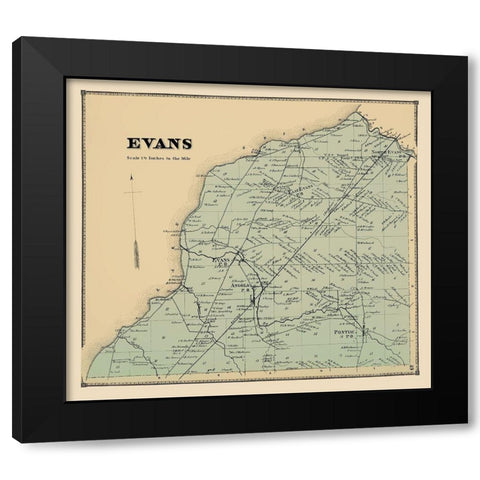 Evans New York Landowner - Stone 1866 Black Modern Wood Framed Art Print with Double Matting by Stone