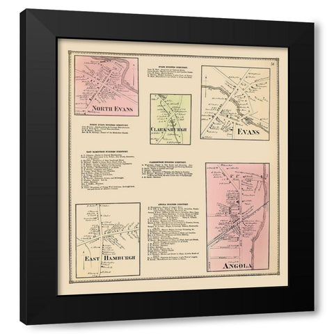 Clarksburgh, Evans, Angola, East Hamburgh New York Black Modern Wood Framed Art Print by Stone