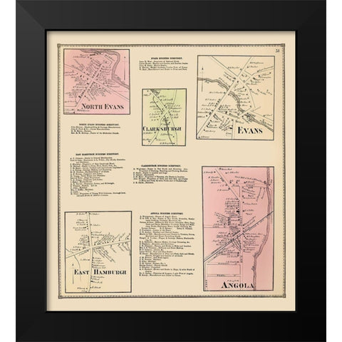 Clarksburgh, Evans, Angola, East Hamburgh New York Black Modern Wood Framed Art Print by Stone