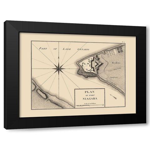 Fort Niagara New York Plan - Collot 1796 Black Modern Wood Framed Art Print by Collot