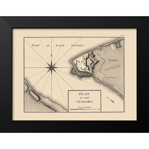 Fort Niagara New York Plan - Collot 1796 Black Modern Wood Framed Art Print by Collot