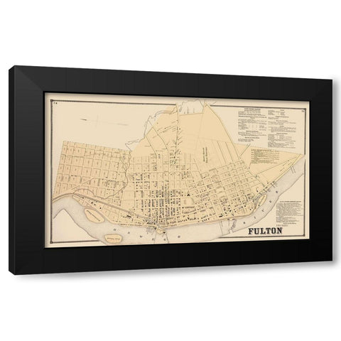 Fulton New York Landowner - Stone 1866 Black Modern Wood Framed Art Print with Double Matting by Stone