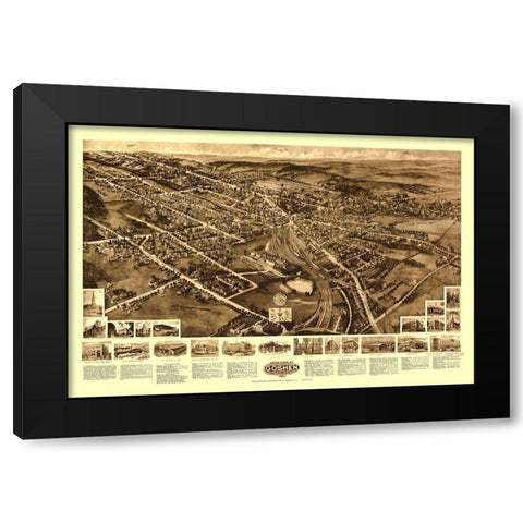 Goshen New York - Fowler 1922 Black Modern Wood Framed Art Print with Double Matting by Fowler