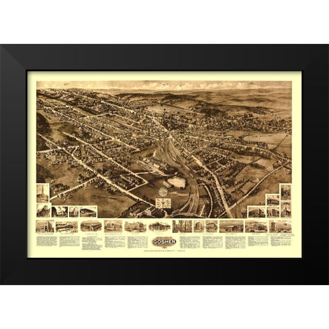 Goshen New York - Fowler 1922 Black Modern Wood Framed Art Print by Fowler