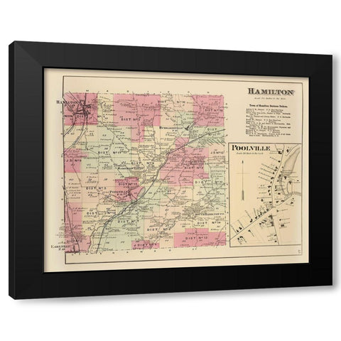 Hamilton New York Landowner - Whitman 1875 Black Modern Wood Framed Art Print with Double Matting by Whitman