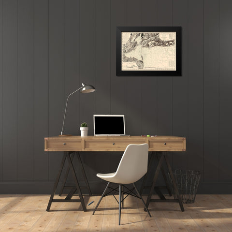 New York Bay and Harbor - USCS 1845 Black Modern Wood Framed Art Print by USCS