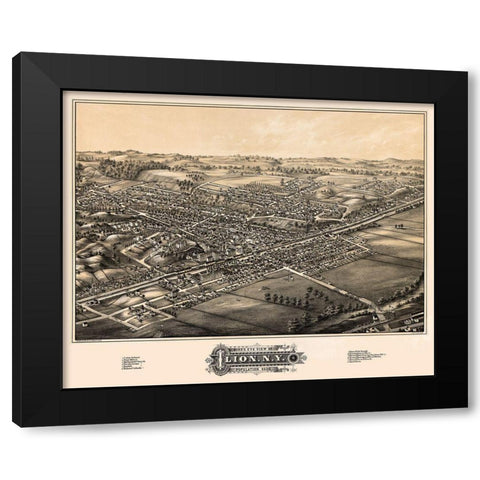 Ilion New York - Rowley 1881 Black Modern Wood Framed Art Print with Double Matting by Rowley
