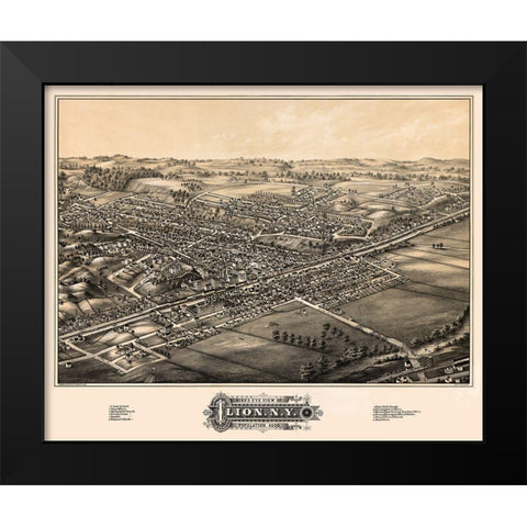 Ilion New York - Rowley 1881 Black Modern Wood Framed Art Print by Rowley