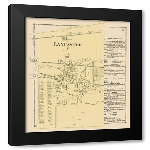 Lancaster New York Landowner - Stone 1869 Black Modern Wood Framed Art Print with Double Matting by Stone