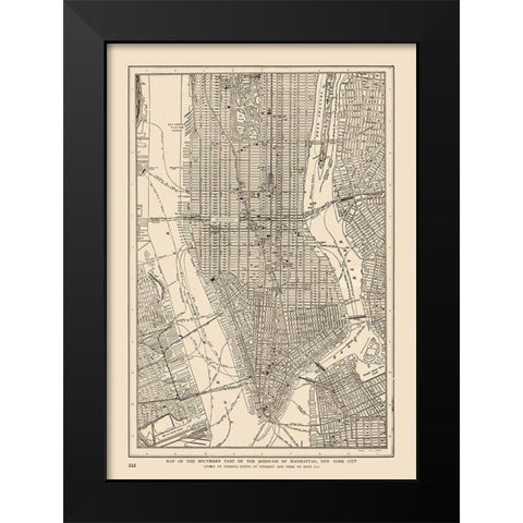 Lower Manhattan - Reynold 1921 Black Modern Wood Framed Art Print by Reynold