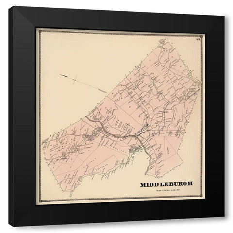 Middleburgh New York Landowner - Stone 1866 Black Modern Wood Framed Art Print with Double Matting by Stone