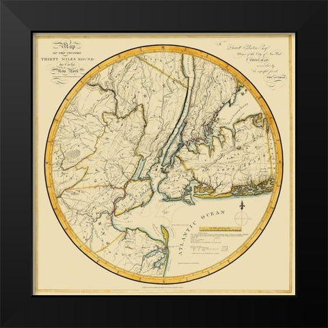 New York New York - Dunning 1812 Black Modern Wood Framed Art Print by Dunning