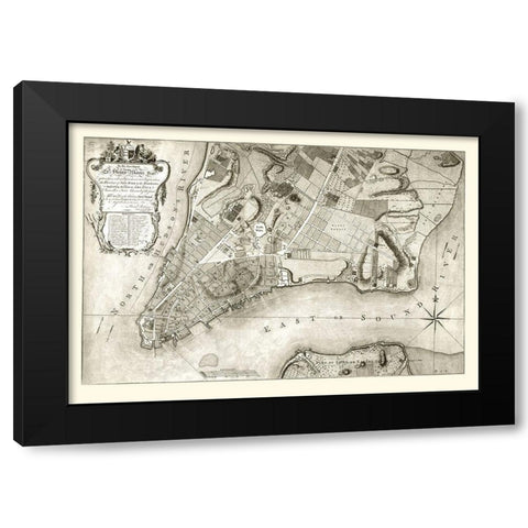 New York New York Planning - Ratzen 1767 Black Modern Wood Framed Art Print with Double Matting by Ratzen