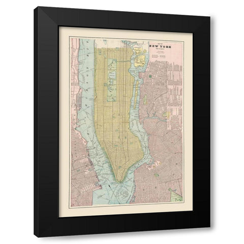 New York New York - Cram 1892 Black Modern Wood Framed Art Print with Double Matting by Cram
