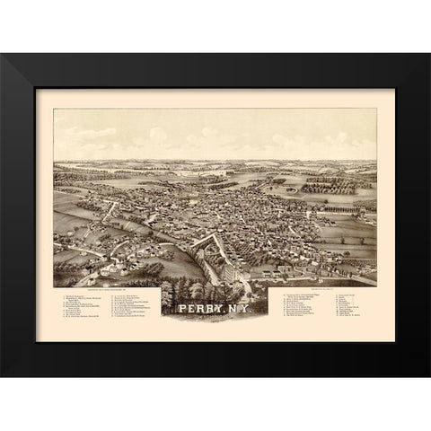 Perry New York - Norris 1892 Black Modern Wood Framed Art Print by Norris