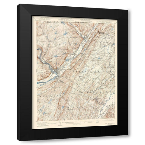 Port Jervis New York New Jersey Pennsylvania Quad Black Modern Wood Framed Art Print with Double Matting by USGS