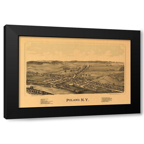Poland New York - Burleigh 1890 Black Modern Wood Framed Art Print by Burleigh