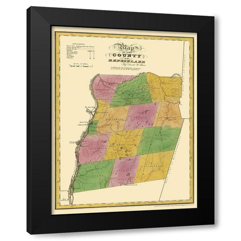 Rensselaer New York Landowner - Burr 1829 Black Modern Wood Framed Art Print by Burr