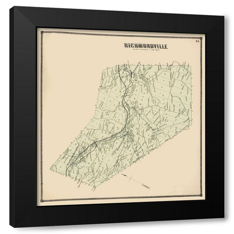 Richmondville New York Landowner - Stone 1866 Black Modern Wood Framed Art Print with Double Matting by Stone