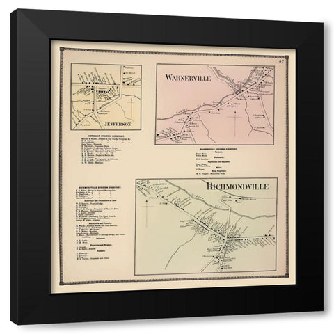 Richmondville New York Landowner - Beers 1866 Black Modern Wood Framed Art Print with Double Matting by Beers
