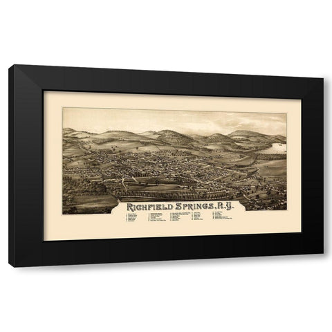 Richfield Springs New York - Burleigh 1885 Black Modern Wood Framed Art Print with Double Matting by Burleigh