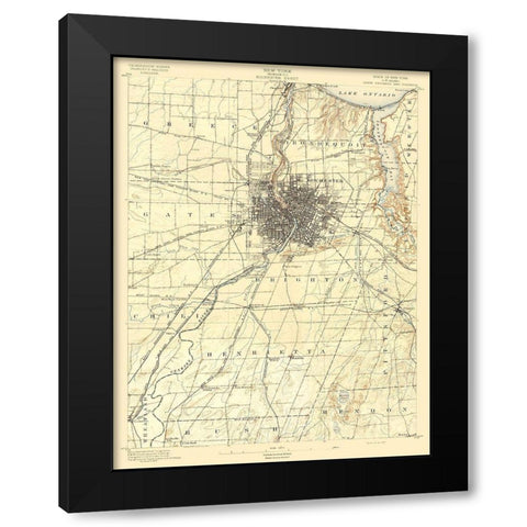 Rochester New York Sheet - USGS 1895 Black Modern Wood Framed Art Print by USGS