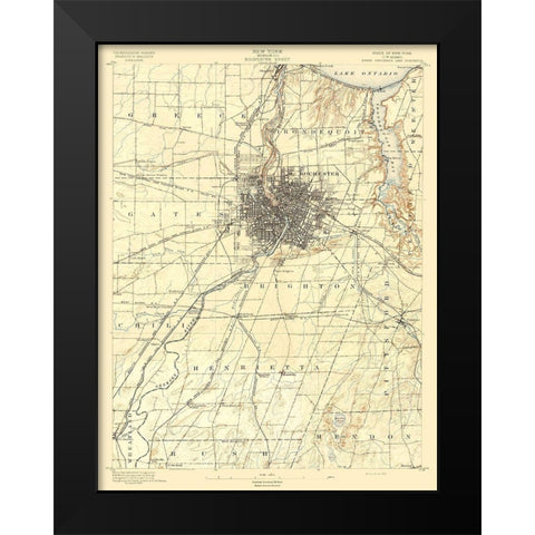Rochester New York Sheet - USGS 1895 Black Modern Wood Framed Art Print by USGS