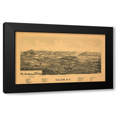 Salem New York - Burleigh 1889 Black Modern Wood Framed Art Print with Double Matting by Burleigh