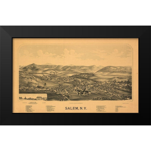 Salem New York - Burleigh 1889 Black Modern Wood Framed Art Print by Burleigh